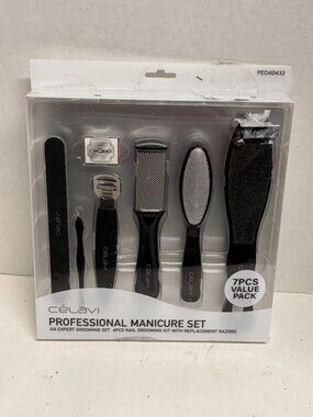 Celavi Professional Manicure 7 pc Set, Foot File Callus Remover Nails, NEW